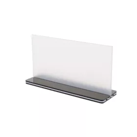 PLEXI CEDULKA S ČERNÝM PODSTAVCEM, 20×10 CM, NA ŠÍŘKU