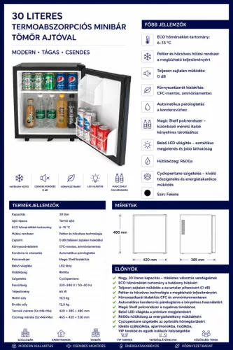 HOBBB Hanstholm minibarová chladnička, 30 l