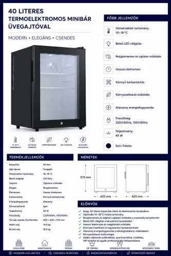 HOBBB Snedsted minibarová lednice, 40 l