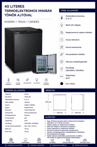 HOBBB Vorupør minibarová chladnička, 40 l