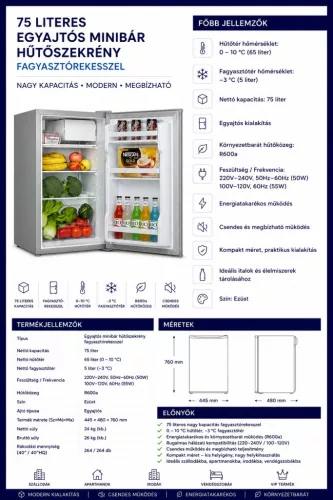 HOBBB Sundby minibarová chladnička, 75 l