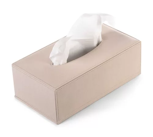 Kaba box na kapesníky obdélníkový, textil – natur, klasický, černá