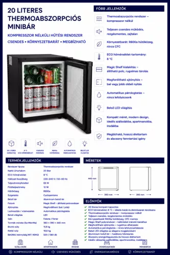 HOBBB Skæring minibarová lednice, 20 l