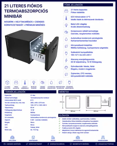 HOBBB Ørsted minibarová chladnička, 21 l