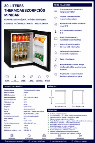 HOBBB Mårslet minibarová lednice, 30 l