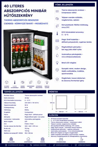 HOBBB Stavtrup minibarová chladnička, 40 l