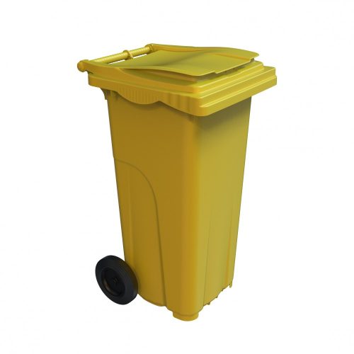 Műanyag szemetes kuka, kommunális hulladékgyűjtő, fekete, 120L