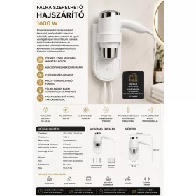 HOBBB Ølstykke nástěnný vysoušeč vlasů, 1600 W