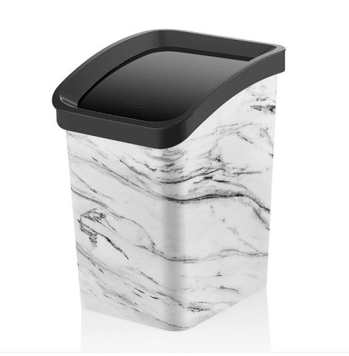 Plastový odpadkový koš Smart Click s odklápěcím víkem, mramorový vzor 12L
