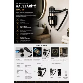 HOBBB Rungsted nástěnný vysoušeč vlasů, 1800 W