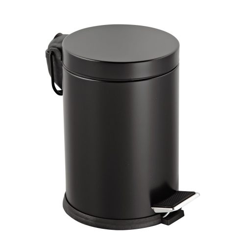 Pozinkovaný ocelový pedálový koš, s odnímatelným plastovým kbelíkem, černá barva, 5L