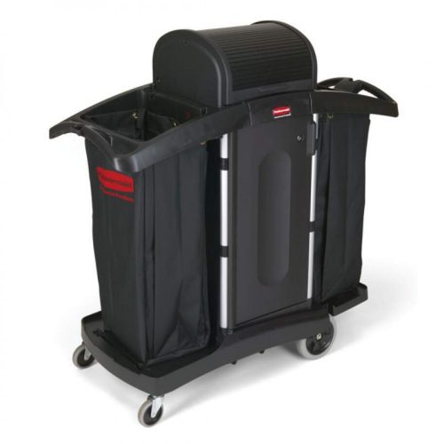 Velký uzamykatelný hotelový vozík Rubbermaid se 2 taškami