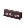 RESERVED cedulka „Rezervováno", tmavě hnědá koženka, s bílým nápisem, malá