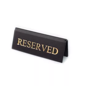   RESERVED cedulka „Rezervováno", černá koženka, se zlatým nápisem, malá