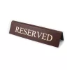 RESERVED cedulka „Rezervováno", tmavě hnědá koženka, se zlatým nápisem, velká