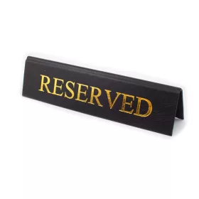   RESERVED cedulka „Rezervováno", černá koženka, se zlatým nápisem, velká