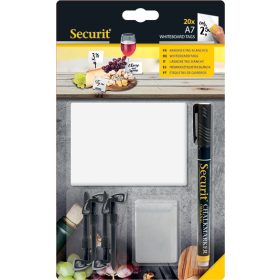   Securit árcmke jelölö krétatábla, A7 méret, 20 DB/SZETT, krétamarkerrel