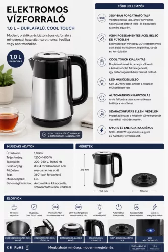 HOBBB Birkerød rychlovarná konvice, 1,0 l