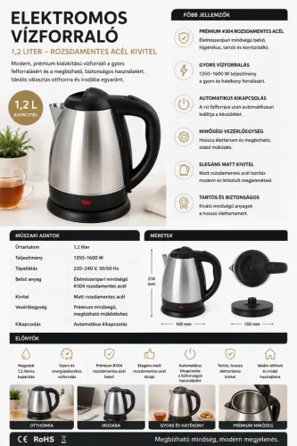HOBBB Silkeborg rychlovarná konvice, 1,2 l