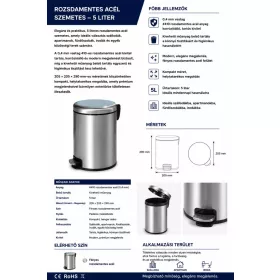 HOBBB Thurø koupelnový odpadkový koš, 5,0 l (HS-Q5-5L)