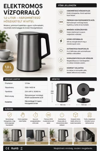 HOBBB Horsens rychlovarná konvice, 1,0 l