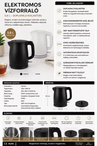 HOBBB Ringsted rychlovarná konvice, 0,8 l