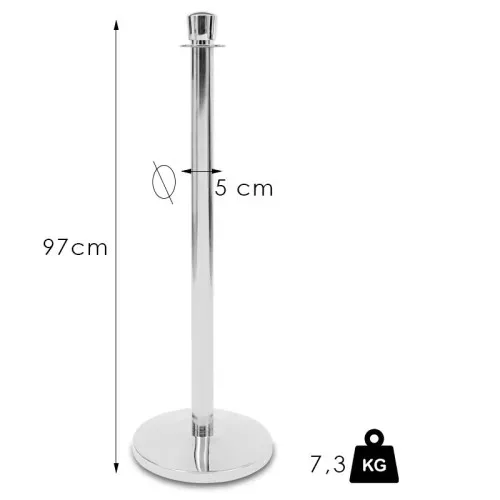 Zahrazovací sloupek s lanem chromové barvy, 7,3kg (KOK)
