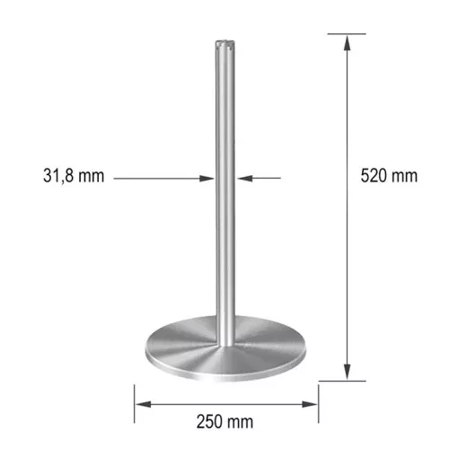 Muzejní zahrazovací sloupek s lanem chromové barvy, 3,7kg (MOK)