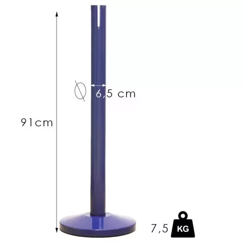 Standardní zahrazovací sloupek s pásem, 2.4m, bez pásu (NO-blue)