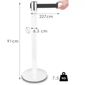   Bílý zahrazovací sloupek, s černou pásovou kazetou 225cm, 7,5kg (NO-white)