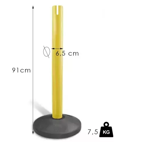 Standardní zahrazovací sloupek s pásem, 2.4m, bez pásu (NO-yellow)