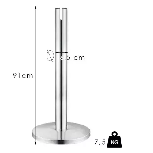 Standardní chromovaný zahrazovací sloupek s pásem, 2.4m, bez pásu (NOK)