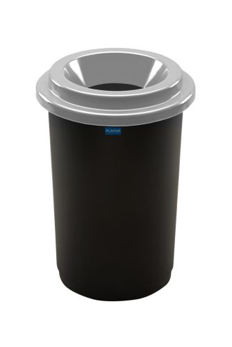 Plafor ECO kulatý, válcový odpadkový koš 50L černý, se stříbrným víkem