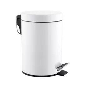   Mediclinics kulatý, pedálový odpadkový koš-ocelový- 3L bílý