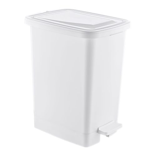 Tenký plastový pedálový koš, bílý, 25L