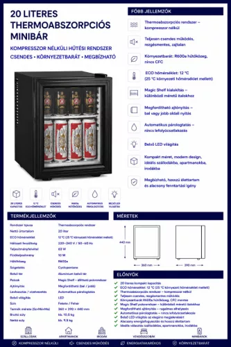 HOBBB Lystrup minibarová lednice, 20 l