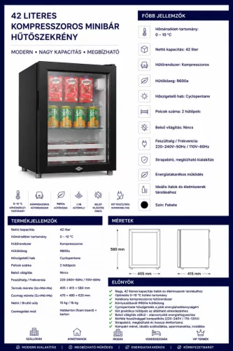 HOBBB Erslev minibarová chladnička, 42 l