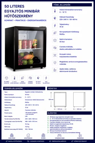 HOBBB Kolt minibarová lednice, 50 l