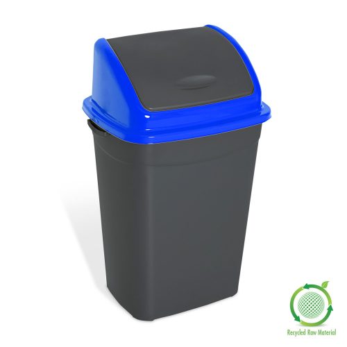 Popelnice Planet s odklápěcím víkem, plast, antracit/modrá, 50 l