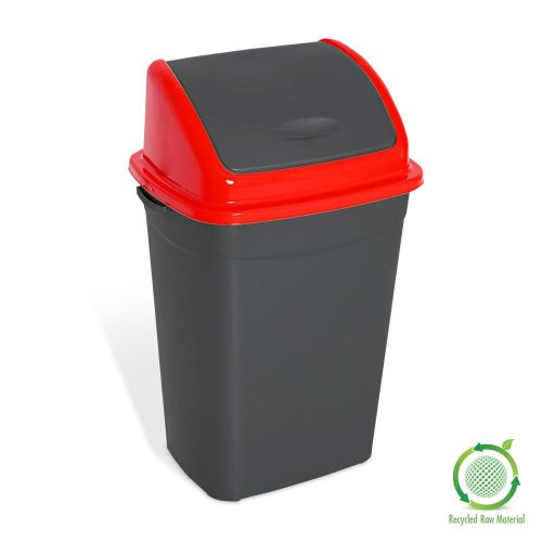 Popelnice Planet s výklopným víkem, plast, antracit/červená, 50 l
