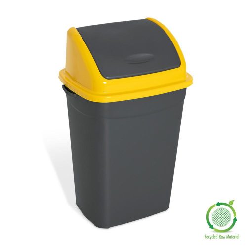 Popelnice Planet s odklápěcím víkem, plast, antracit/žlutá, 50 l