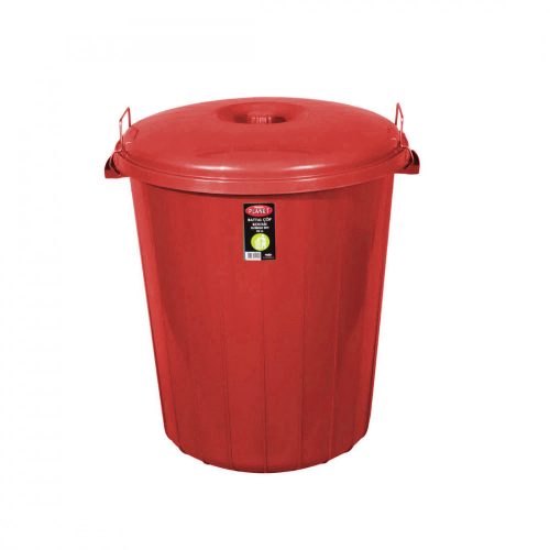 Planet Kulatý odpadkový koš, s víkem, uzamykatelný, plastový, eko červená, 70 l