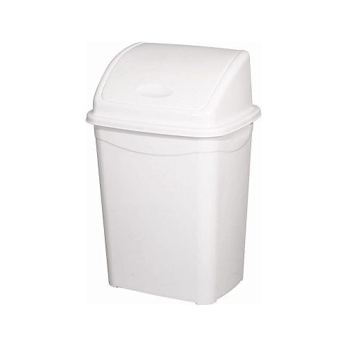 Popelnice Planet s odklápěcím víkem, plast, luxusní bílá, 9L