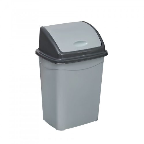 Popelnice Planet s odklápěcím víkem, plast, šedá/antracitová, 50 l