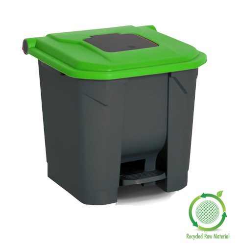 Nádoba na sběr odpadu Planet Selective, plastová, šlapací, antracit/zelená, 30L