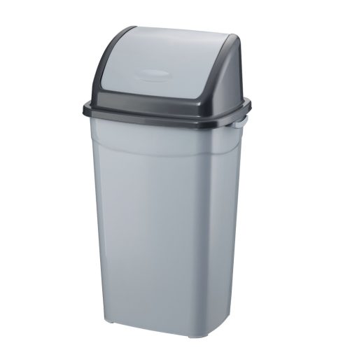 Popelnice Planet s odklápěcím víkem, plast, šedá/antracitová, 70 l