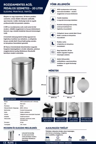 HOBBB Skarø odpadkový koš do společných prostor, 20 l
