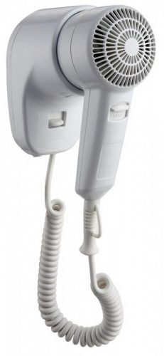 Vysoušeč vlasů, nástěnný, ABS plast, bílý, 1200W, 92x155x210mm