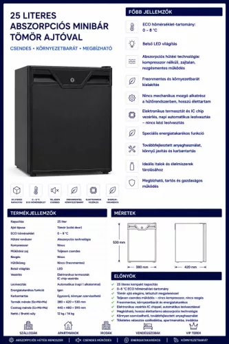 HOBBB Malling minibarová lednice, 25 l