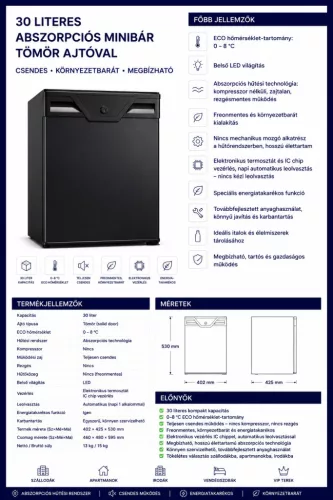 HOBBB Redsted minibarová lednice, 30 l